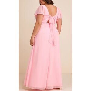 NWT Lulus Simply Delightful Pink Tie-Back Flutter Sleeve Maxi Dress Plus Sz 2X